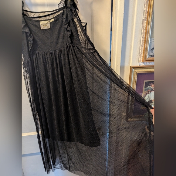 Anthropologie Maeve Black Lace Overlay Swiss Dot Balletcore Tulle Midi D… - Picture 3 of 12